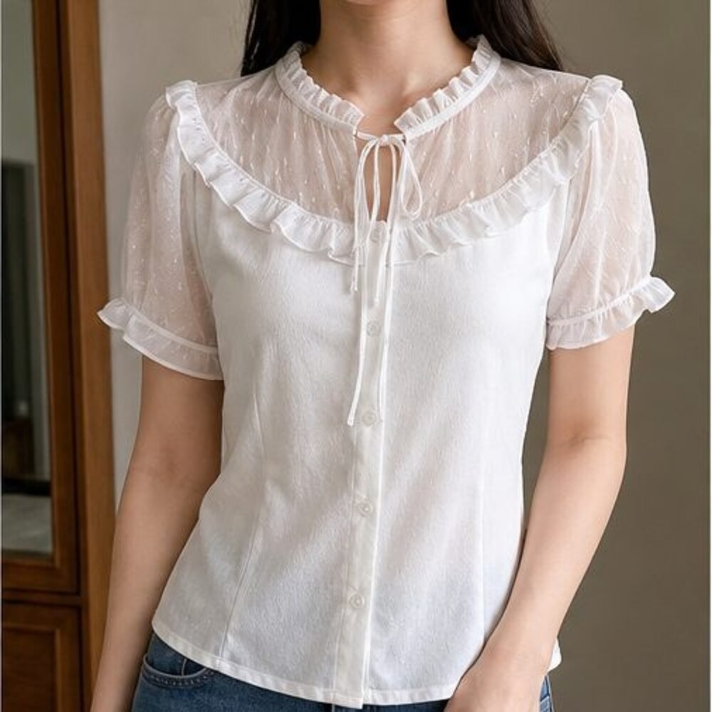 White Button Blouse - Picture 2 of 6